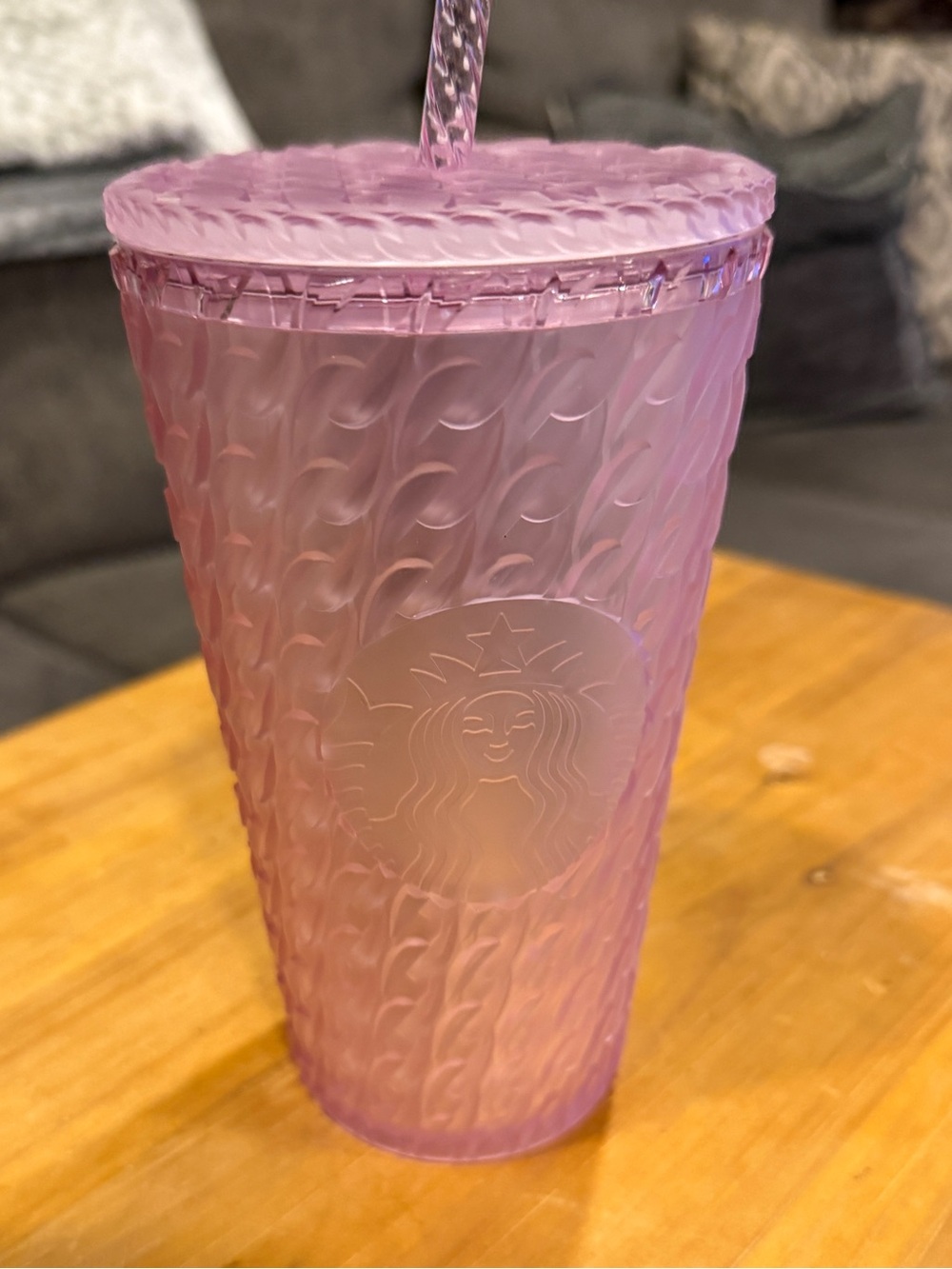 Starbucks Lavender Pink Textured Tumbler with Straw